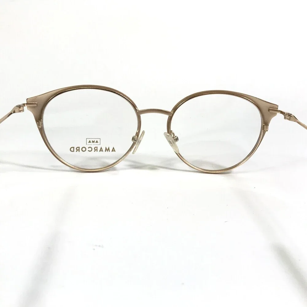Amarcord AM007 col.1 Eyeglasses Frames Gold Round Full Rim 49-17-140